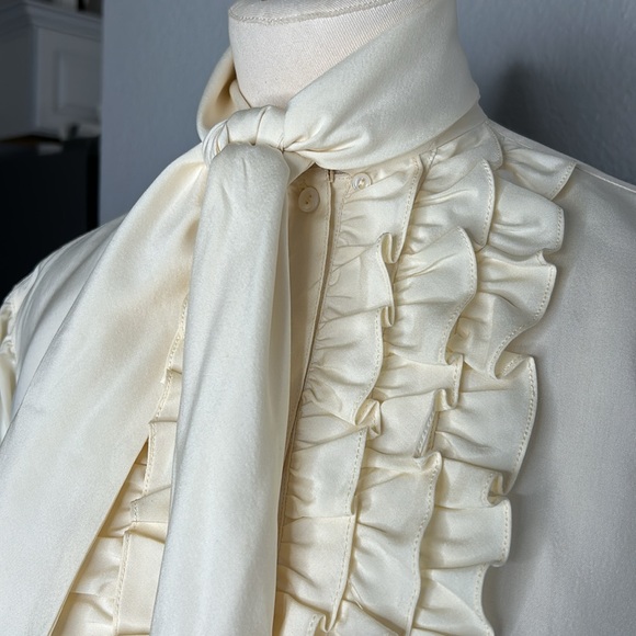 Ralph Lauren ruffled silk neck tie blouse - Picture 9 of 12